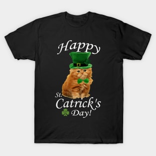 St. Patrick's Day Irish Ginger Cat With A Hat And Bow Tie T-Shirt